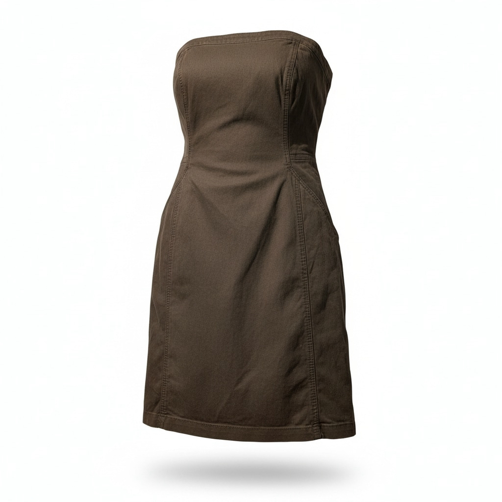 Joe's Jeans army green strapless canvas utility midi dress size L